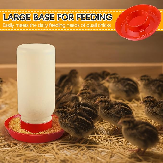Enhon 2 Sizes Quail Waterer Base, Quail & Chick No Drown Water Base, Safety Waterer and Feeder, Compatible With 2.5inch Outer Diameter and Threaded Neck Bottle for Brooding Chicks（Bottle not included）