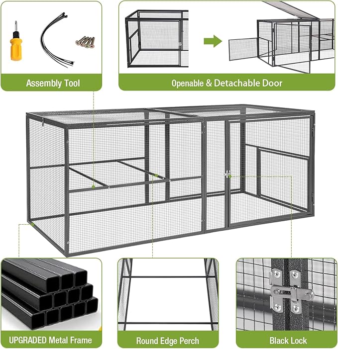 Chicken Run Chicken Coop Walk-in Poultry Cage Hen House Rabbits Habitat Cage, Extension Run for Multi Coops Large