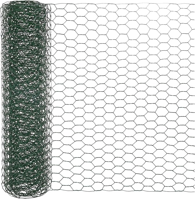 Chicken Wire for Floral Arrangements, 14 x 79 in Galvanized Iron Hexagonal PVC Coated for Crafts/Poultry/Garden, Chicken Wire Netting Fence Mesh [Green]