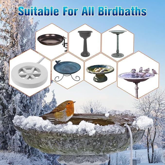 70W Heated Bird Bath for Outdoors in Winter - Cast Aluminum Submersible Thermostatic Control Heated Chicken Waterer with Auto Shut Off,Energy Efficient for Patio Yard,Garden,Chicken coop,Pond