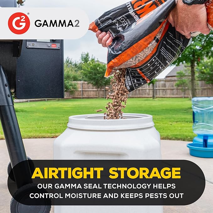 Gamma2 Gamma Seal Airtight Storage Bin - Wood, Pellet, Charcoal, and Food Container - Indoor or Outdoor Utility Bucket - BPA-Free Plastic - Made in The USA - Fits up to 30 Pounds - 14" L x 13" H