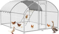 Large Metal Chicken Coop with Roosting Perch Walk-in Poultry Cage Chicken Run House Chicken Pen Dome Shaped Coop with Waterproof Cover for Outdoor Backyard Farm Use(10' L x 13.2' W x 6.4' H)