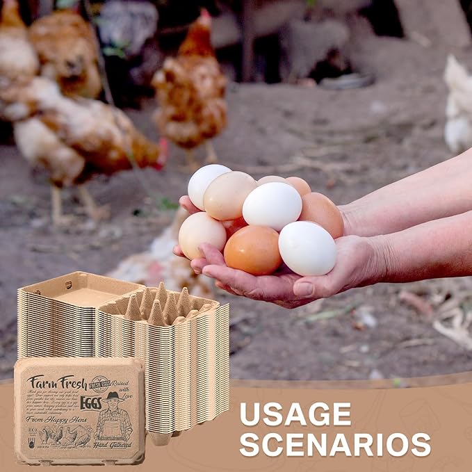 Honeydak 100 Pcs Egg Cartons Bulk 12 Count 3x4 Style Pulp Paper Egg Tray Dozen Reusable Container Holder Storage Box for Supermarkets Fresh Kitchen Vegetable Family Farm Markets