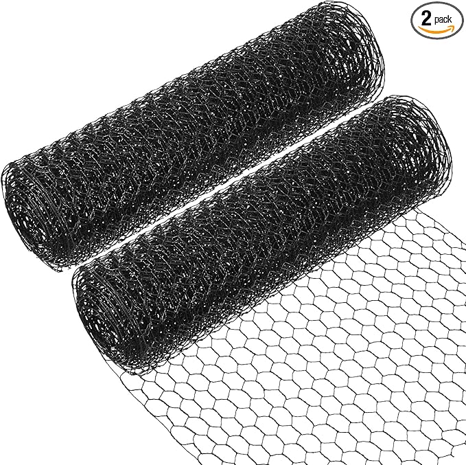 SATINIOR 2 Sheets Chicken Wire Frame Mesh for Floral Arrangements Fence Garden Poultry Netting Galvanized Hexagonal Metal Chicken Wire Fencing Roll for Craft Work Garden (Black,13.7 x 160 Inches)