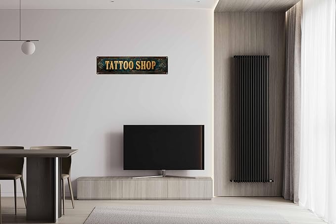 Vintage Tin Tattoo Shop Sign Retro Metal Sign Suitable For Street Shop And Tattoo Shop - Multi-Purpose For Indoor/Outdoor Use Plaque 4x16 Inch