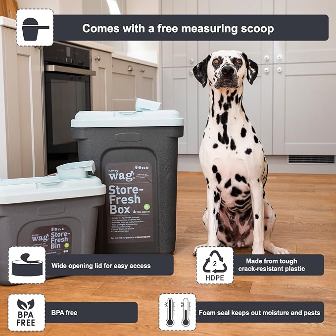 Henry Wag Store-Fresh Dog Food Box - Perfect for Storing Dry Pet Food, Bird Seed, Horse Supplements & Poultry Feed - 7.5kg