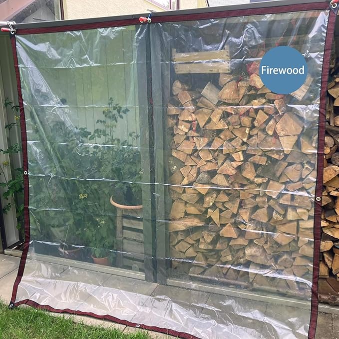 Clear Tarps Waterproof 10x12 FT Heavy Duty Waterproof, Reinforced Vinyl Tarpaulin with Grommets for Outdoor Patio Enclosure Greenhouse Chicken Coop Cover Winter Protection