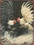 Vintage Metal Sign Farm Rooster Fighting Cock Cockfighting Gamecock Retro Game Fowl Metal Poster Home Garden Garage Farmhouse Aluminium Sign Art Wall Decor Plaque 16x12 Inch
