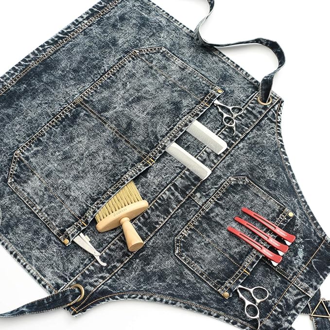 Jeanerlor Cotton Work Apron with Pockets for Women and Men Cross Straps & Adjustable S to XXXL 2 Size