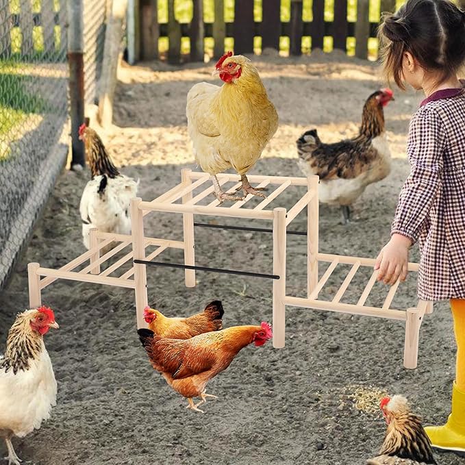 Chicken Perch, Natural Beech Wood Roosting Ladder, Chick Perch for Strong Wooden Roosting Bar for Poultry, Jungle Gym & Toys.