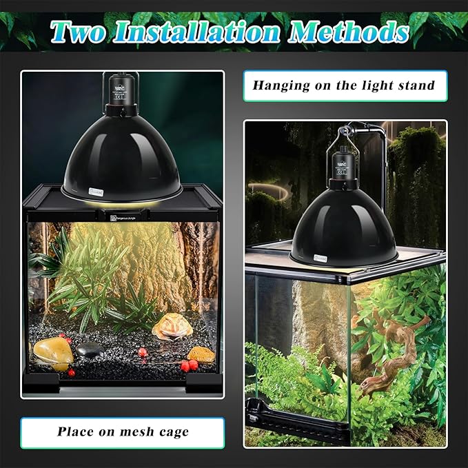 LUCKY HERP Reptile Light Fixture with Dimming Thermostat & Timer, Aluminum 8.5inch Dome Reptile Lamp Fixture, Heat Lamp Fixture for UVB Bulb Basking Heat Bulb