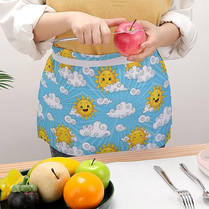 Short 3 Pockets Waist Waiter Waitress Half Apron Waterproof Chef Aprons