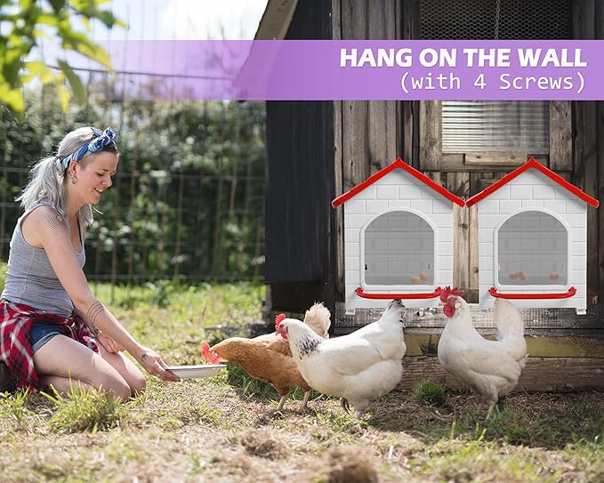 Chicken Nesting Box, Waterproof Hens Nesting Boxes with Chicken Nesting Pads for Laying Eggs, Wall Mount Nesting Boxes for Chickens, Duck, Rabbit, Poultry (Red)