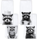 Raccoon Bathroom Decor Hand Towels, Raccoon Gifts for Women, Animal Lover Gifts, Black and White Funny Animal Hand Towels for Bathroom Washroom Restroom Decor, 16x24 Inch, Set of 4