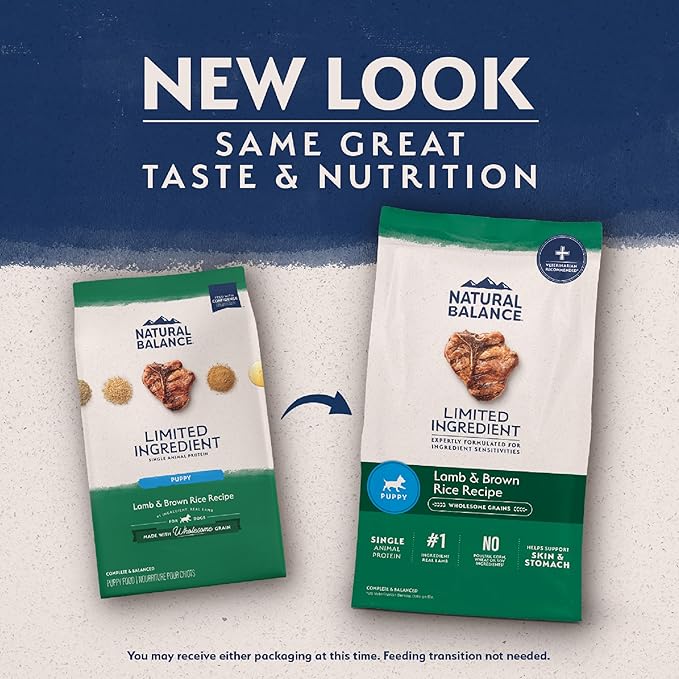 Natural Balance Limited Ingredient Puppy Dry Dog Food with Healthy Grains, Lamb & Brown Rice Recipe, 24 Pound (Pack of 1)