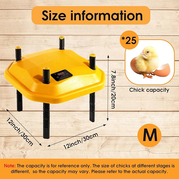 12 * 12inch Chick Brooder Heater Plate with Temperature Adjustable and Display,Adjustable Height & Angle Brooder Box for Baby Chicks Quail Duckling Chicken Heat Warmer Lamp Poultry Habitat Supplies