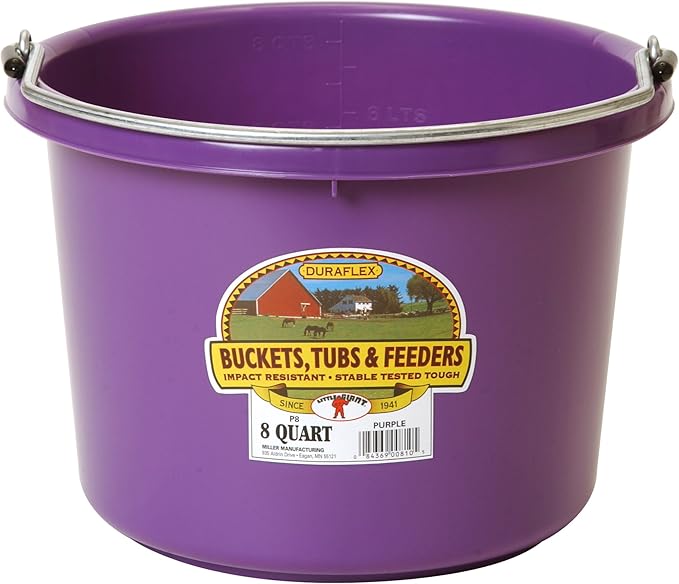 Little Giant P8PURPLE Dura Flex Plastic Bucket for Livestock, 8-Quart, Purple