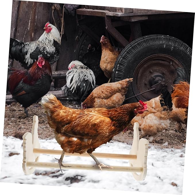 Happyyami Hen Standing Rack Wooden Chicken Perch Chicken Toys Coop Decor Treats Ladder Poultry Toy Roosting Bar Exercise