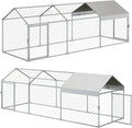 120"x40"x40" Large Walk-in Metal Chicken Coop with Waterproof Anti-UV Cover, Outdoor Chicken Run for Chickens, Ducks, Rabbits & Geese, Heavy-Duty Outdoor Enclosure, Silver