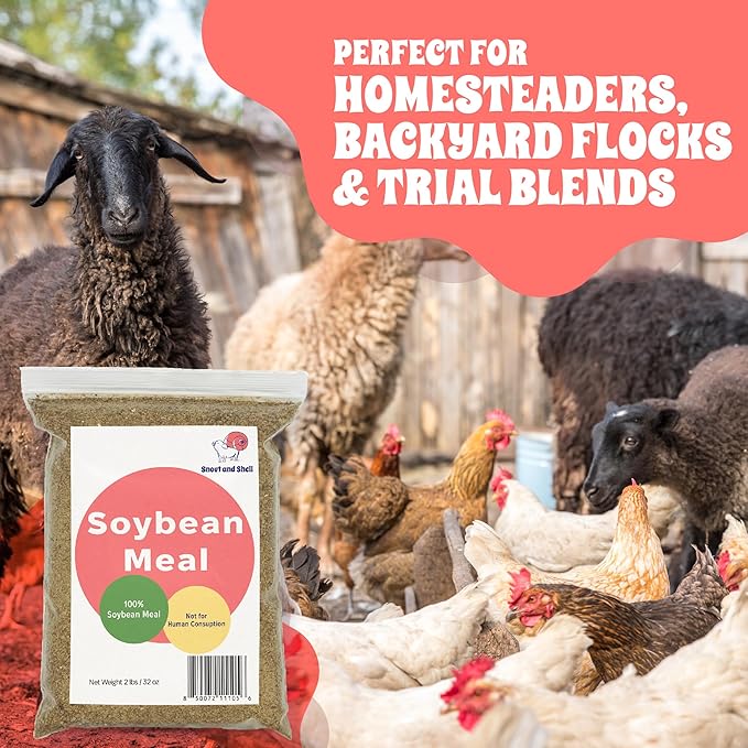 Soybean Meal for Poultry & Livestock – 2 lb Non-GMO High Protein Animal Feed – All-Natural, Plant-Based Supplement for Chickens, Goats, Pigs – No Additives, Supports Growth & Egg Production