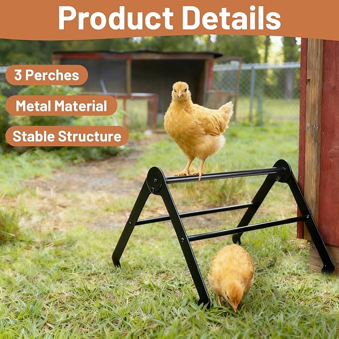 Chicken Roosting Bars, 3 Bar Design Adjustable Chick Perch for Coop, Chicken Jungle Gym Roosting Stand, Fun Enrichment Toys for Chicks & Hens, Brooder & Coop Accessories
