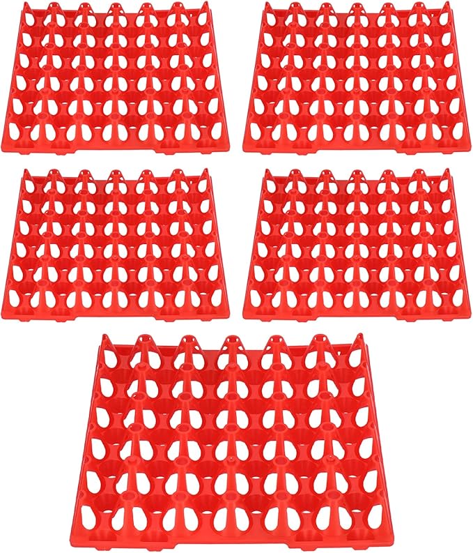 Dioche Egg Crates 5PCS Egg Flats - 30 Cell Plastic Crates Holder Tray for Storage & Transportation - Durable & Reusable Storage Solutions (Red)