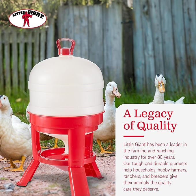 Little Giant DOMEWTR8 8 Gallon Tank Heavy Duty Plastic Dome Poultry and Chicken Gravity Water Dispenser with 3 Footed Stand, Red (2 Pack)