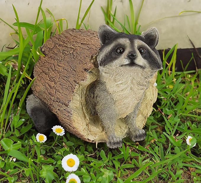 Teaeeno Garden Raccoon Decor Outdoor Animal Statue,Raccoon Decoration Large Lawn Ornament,Garden Animal Rustic Decor,Outdoor Decor Yard Lawn Home Decoration Yard Art,Outdoor Raccoons Gifts