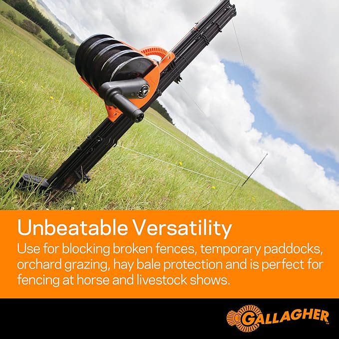 Gallagher Smart Fence 2 | Portable Electric Fence for Livestock Containment | Quick Install Temporary Field Fencing | 328ft of 4-Strand Electric Fencing with Built-in Posts and Reels