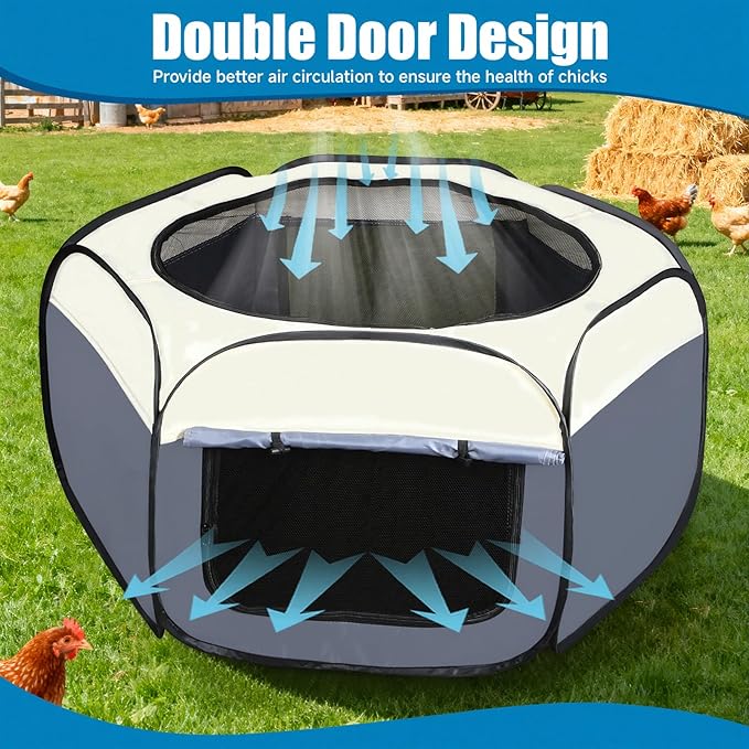 Chick Brooder Box for Chick Starter Kit - 2026 Upgrade Double Door Chicks Brooder Pen/Playpen/Baby Chickens Supplies Chick Tent Up to 15 Baby Chicks,Quail,Duck