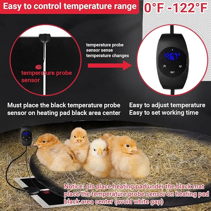 Brooder Box for Chicks Starter Kit, Pop up Chicken Brooders, Brooding Heating Pad with Temperature Control, Breathable Chick Tent Feeder Waterer Thermometer Perch for Duck Quail brooder