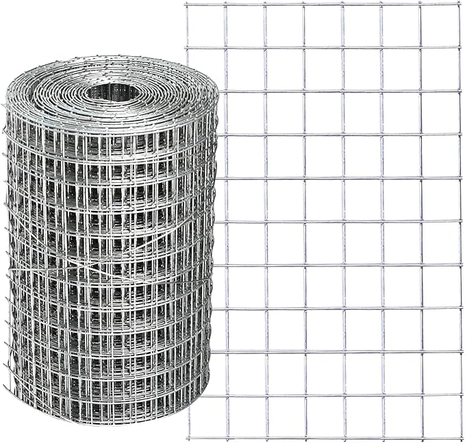 Hardware Cloth 4'' x 20' 1/2 in Galvanized Wire Mesh Roll (19 GA) Chicken Wire Fence Roll for Chicken Pen/coop Fences, Screen mesh, Rabbit/Snake Fences, Poultry enclosures, Handicraft Making, etc.