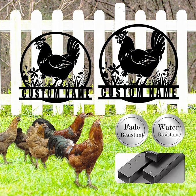 Custom Chicken Coop Metal Sign, Personalized Farmhouse Wall Decor, Vintage Fluffy Butt Hut Decor, Custom Name Sign for Farm, Gifts for Chicken Lovers