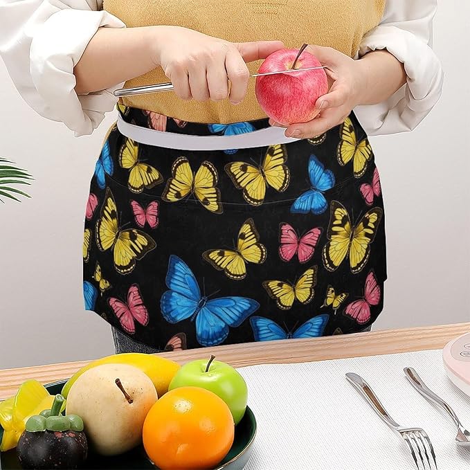 Half Apron with 3 Pockets Chef Cooking Kitchen Restaurant Aprons for Women Men