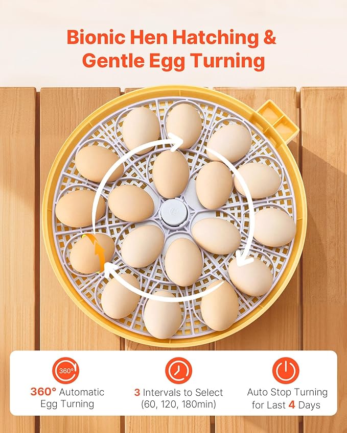 VEVOR 18 Egg Incubator, Automatic Egg Turner with LED Candler, Temperature & Humidity Control, 360° View Clear Window, Auto Water Refill, Poultry Eggs Incubators for Hatching Chicks Ducks Goose Quail