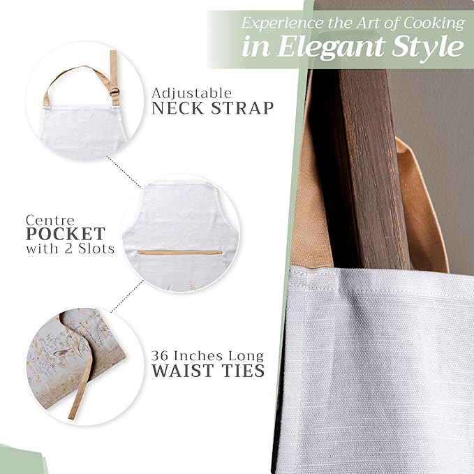 Maison d' Hermine 100% Cotton Apron for women with Pocket Kitchen Chef Apron for Men Cooking Easter Decorations