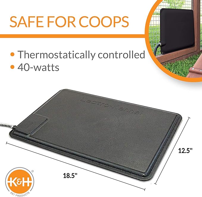 K&H Pet Products Thermo-Chicken Heated Pad Black Small 18.5 X 12.5 Inches