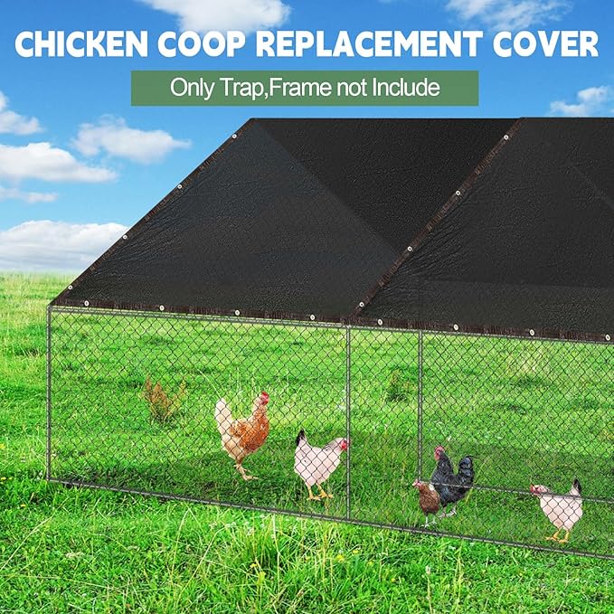 VitalCozy Chicken Coop Cover 90% Shade Cloth 11.5 x 6.6 ft Mesh Tarp Black Chicken Run Cages Cover with Ball Bungees Cord, Sunproof Net for Summer Outdoor Garden Patio Plant Greenhouse