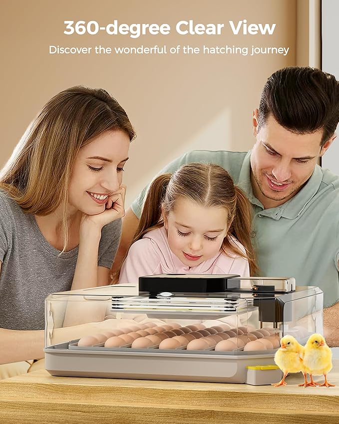 48 Egg Incubator for Hatching with Automatic Egg Turning and Humidity Control, Egg Candler, Poultry Egg Incubator for Chicken, Ducks, Goose, Pigeon, Quail, ideal for Farm, Classroom, Home