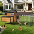 Heavy Duty Chicken Coop for 3-6 Chickens – Reinforced Metal Frame & Spacious Run with 6 Nesting Boxes, 7 Doors, Wheels – Outdoor Poultry House for Ducks, Rabbits (76.6”L x 53.8”W x 36.8”H)