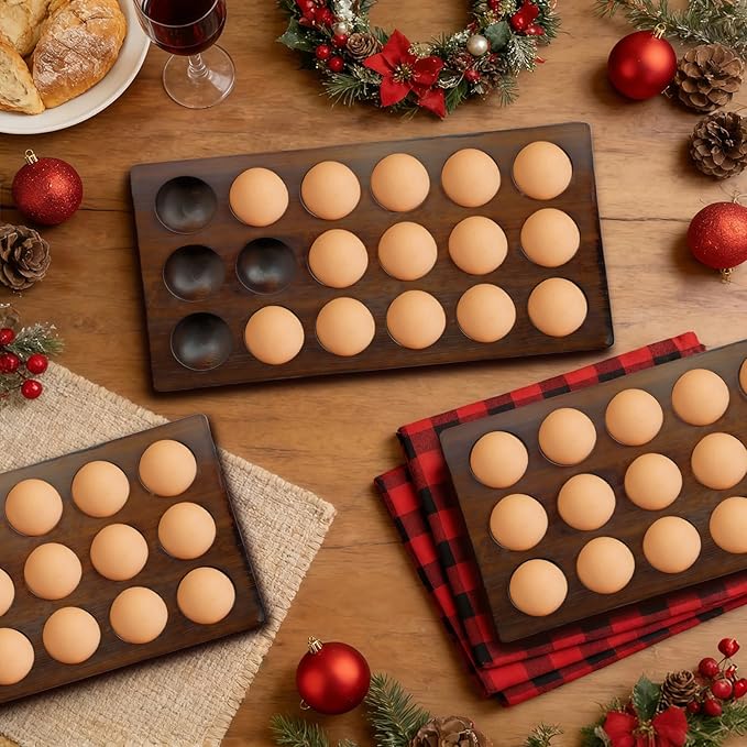 Wooden Egg Holder Fresh Egg Holders Stackable Wooden Egg Storage & OrganizerCountertop Firewood Egg Collecting Rack for Gathering Fresh eggs 36 eggs, Home Kitchen Organizer, Set of 2 PCS