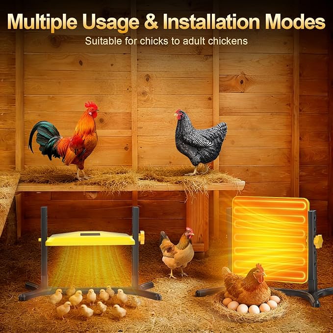 Brooder Plate for Chicks, 50-158°F Brooder & Chicken Heater for Coop with Smart Thermostat, UL certified Radiant Chick Heat Plate for Poultry, 5-Height & 360° Adjustable Angle, Winter Heating