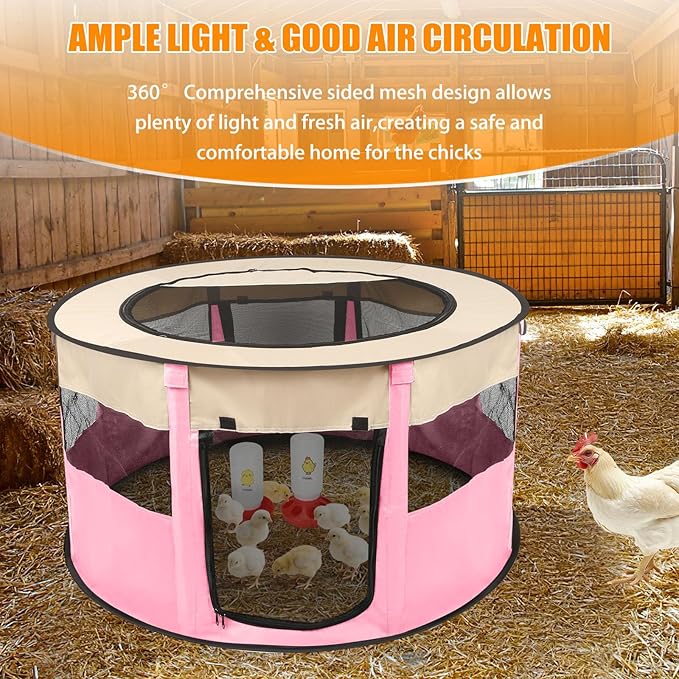 Chicken Brooder Box for Chick Starter Kit - 2026 Upgrade XL (Extra Large) Double Door Chick Brooder Pen//Holds Up to 20 Baby Chicks, Ducklings, Quail(Pink)