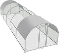 Large Metal Chicken Coop Round Top Upgrade Tri-Supporting Wire Mesh Chicken Run,Chicken Pen with Water-Resident and Anti-UV Cover,Duck Rabbit House Outdoor (31.2'L x 9'W x 6.5'H)