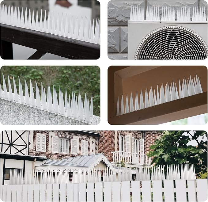 OFFO Bird Spikes Pigeon Outdoor Spikes for Cat Keep Birds Raccoon Woodpecker Away Covers 53 Feet(16.2m), Frosted White