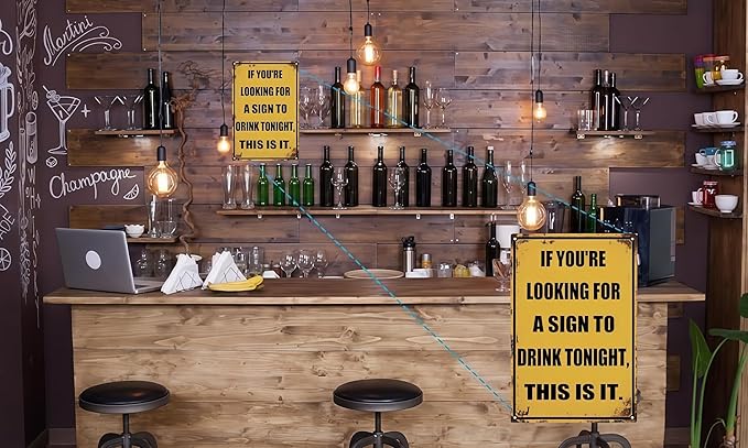 Funny Metal Bar Sign – Humorous Wall Decor for Home Bar, Man Cave, Garage or Patio – Vintage-Style Tin Sign for Drink Lovers – 8x12 Inch