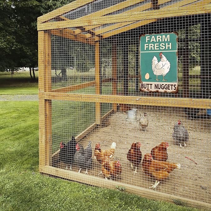 Farm Fresh Butt Nuggets Metal Tin Sign Vintage Chicken Coop Metal Sign Rustic Farmhouse Decor for Kitchen Outdoor Charming Wall Plaque for Home Garden 8x12 Inch