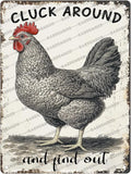 Cluck Around And Find Out Chicken Tin Sign For Chicken Coop Home Yard Outdoor Chickens Plaque Wall Decor Art 16x12 Inch