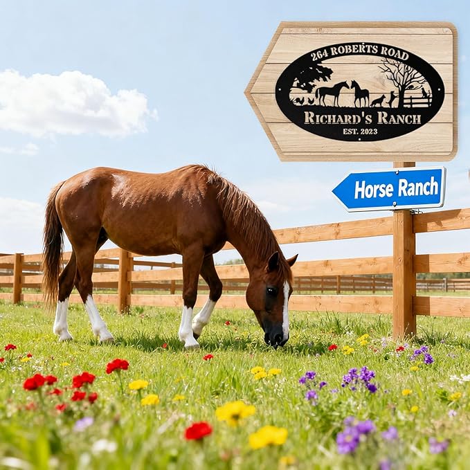 Personalized Farm Sign, Custom Ranch Sign, Custom Farm Metal Signs Outdoor, Customized Family Name Metal Signs for Farms, Ranch, Stable, Farmhouse, Housewarming Rancher Gifts