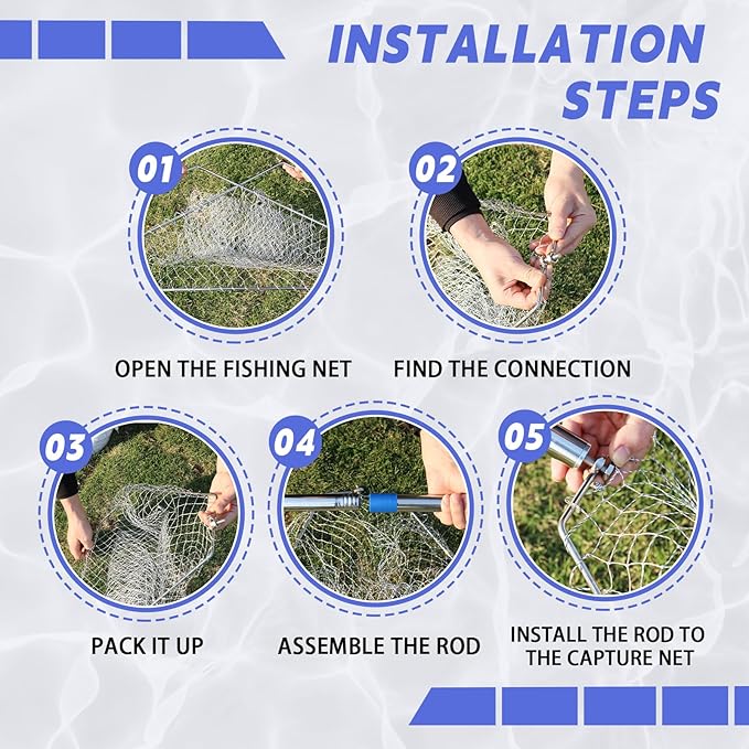 Chicken Net Catchers 2 Piece Set Chicken Supplies Essential Small Animal Catchers for Chicken Coops Stainless Steel Folding Chicken Catchers for Chickens Ducks Fish and Birds